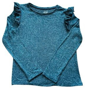 Girls softest tee jumping beans, long sleeves 6X Dark green ruffles on sides